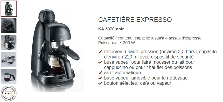 Cafetiere Expresso Severin