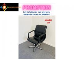 Lot 2 Chaises visiteur cuir pivotante