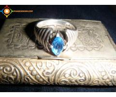 bague en argent ancienne ave pierre bleu rare pour femme