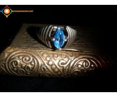 bague en argent ancienne ave pierre bleu rare pour femme