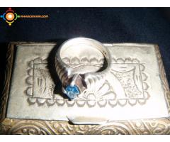 bague en argent ancienne ave pierre bleu rare pour femme