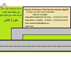 Terrain 4 hectares avec puits Titré foncier howara Agadir