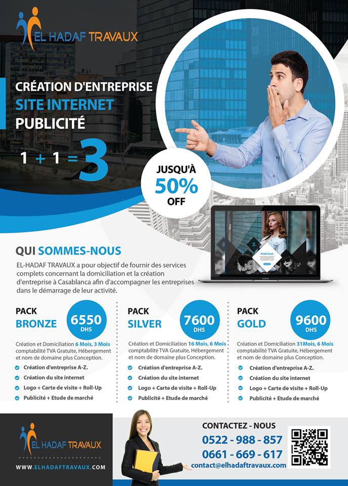 OFFRE HUBBLE Création Société, Site web; Pub (-50%) OFF 3 IN 1