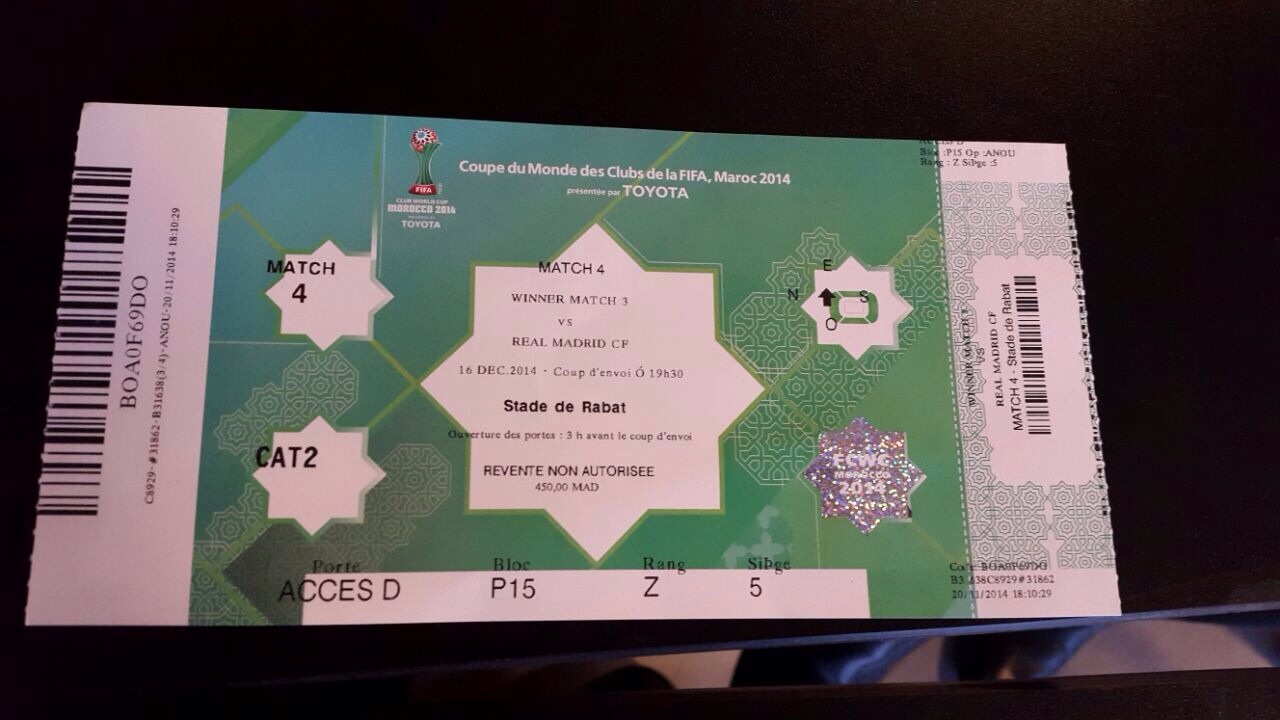 4 tickets demi finale coupe du monde des clubs