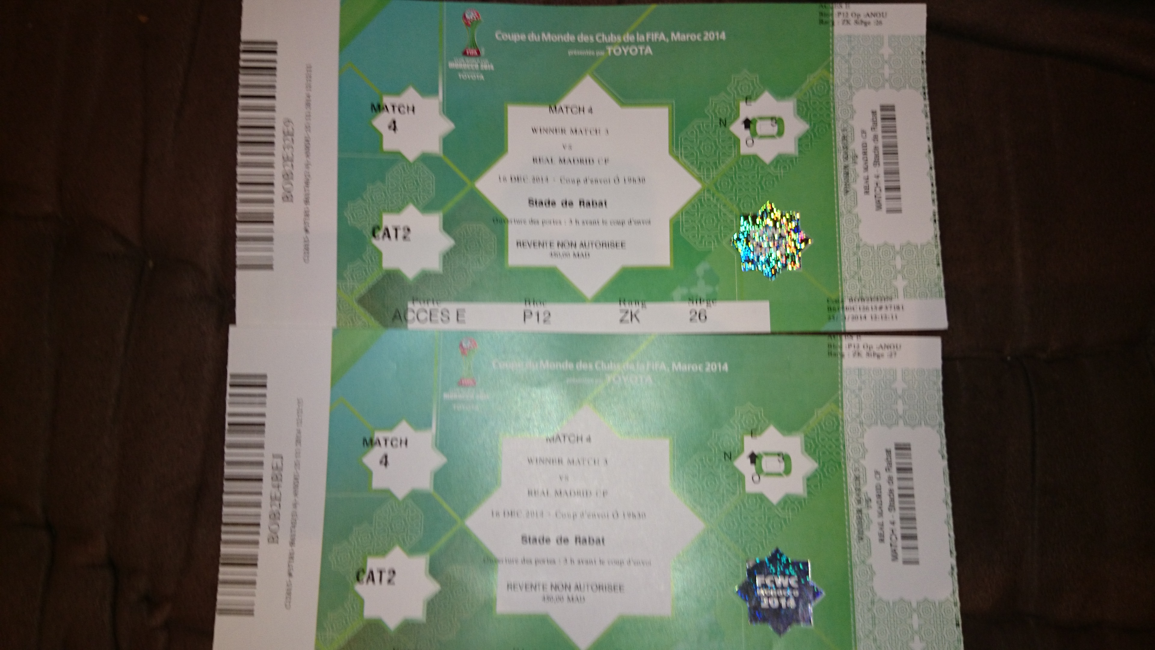 ticket demi fihal real madrid cat 2