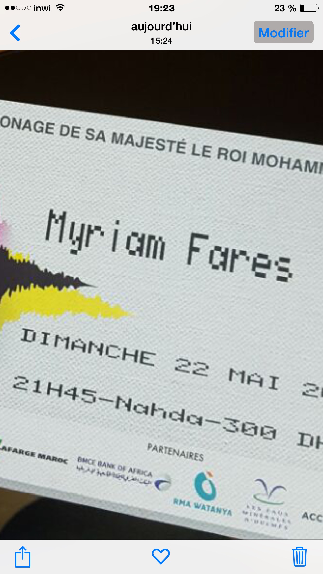 Ticket mawazine myriam fares