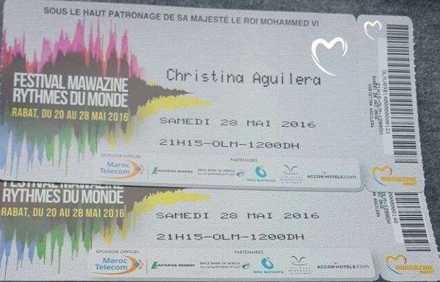 ticket mawazine christina aguilera