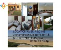 Location vacance appartement meublé+piscine à la plage de Sidi Bouzid